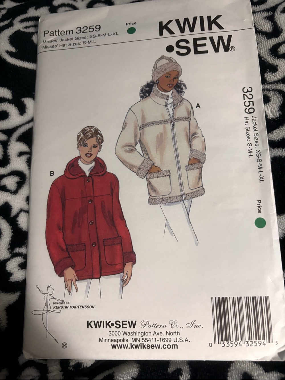 NWT Kwik sew 3259 unisex jacket
